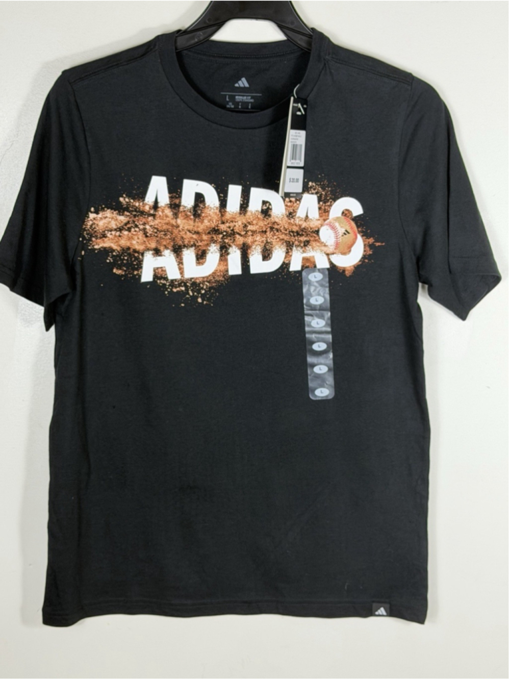 adidas Boy's Baseball Dirt Graphic Short Sleeve Black size 14/16